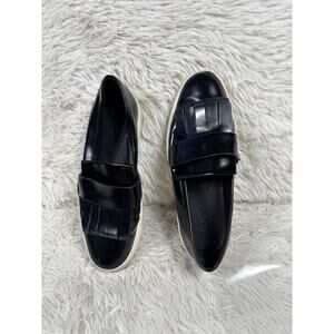 Vince Shoes Womens Size 7.5M Black Leather Kiltie Slip-On Sneakers Casual